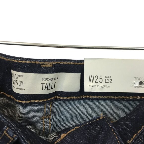 Topshop Moto Tally Dark Blue Ultimate Stretch Flare Jeans W25 L32 Mid Rise - Picture 10 of 15